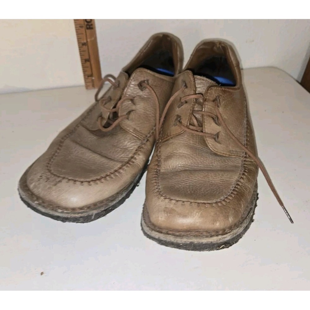 Mens Rockport Tan Leather Gum Rubber Sole Walking Shoes Size 9 M